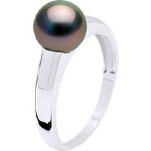 Ateliers Saint Germain Womens Ring Prestige Silver 925 Rhodium plated – Real Cultured Tahiti Pearl Round 7-8 mm – Black – Size T 1/2