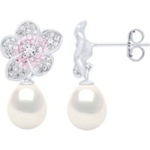 Ateliers Saint Germain Womens Earrings – Jewelry Silver – Real Cultured Freshwater Pearls Pear 9-10 mm – White – One Size