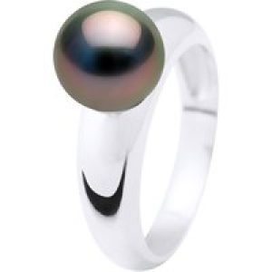 Ateliers Saint Germain Womens Ring Bulk – Real Cultured Tahiti Pearls Round 9-10 mm – Black Silver – Size T 1/2