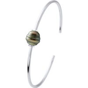 Ateliers Saint Germain Womens Bracelet – Silver 925 – Real Cultured Tahiti Pearl Circled 9-10 mm – Black – One Size