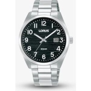 Lorus Mens Classic Silver Tone Black Dial Watch RH905RX9