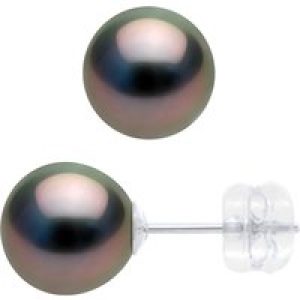 Ateliers Saint Germain Womens Earrings – White Gold 375 – Real Cultured Tahiti Pearls Round 8-9 mm – Silver – One Size
