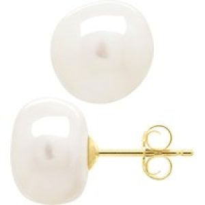 Ateliers Saint Germain Womens Earrings Yellow Gold – Real Cultured Freshwater Pearls Baroque 10-11 mm – One Size