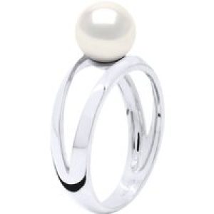 Ateliers Saint Germain Womens Ring – White Gold 375 -Real Cultured Freshwater Pearl Round 8-9 mm – Size L 1/2
