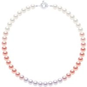 Ateliers Saint Germain Womens Necklace of Real Cultured Freshwater Pearls and Round 8-9 mm – Multicolour Silver – One Size