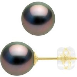 Ateliers Saint Germain Womens Earrings – Yellow Gold 375 – Real Cultured Tahiti Pearls Round 8-9 mm – One Size