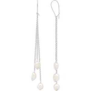 Ateliers Saint Germain Womens Earrings Real Cultured Freshwater Pearls Baroque 6-7 mm – White White Gold – One Size