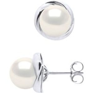Ateliers Saint Germain Womens Earrings White Gold – Real Cultured Freshwater Pearls Round 7-8 mm – One Size