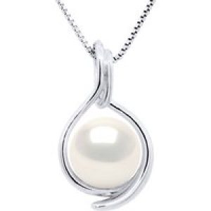 Ateliers Saint Germain Womens Pendant Both SIDES White Gold – Real Cultured Freshwater Pearl Round 8-9 mm – One Size