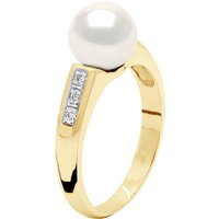 Ateliers Saint Germain Womens Ring Jewelry Diamond 0,06 Cts - Yellow Gold - Real Cultured Freshwater Pearl Round 8-9 mm - White - Size S - Image 2