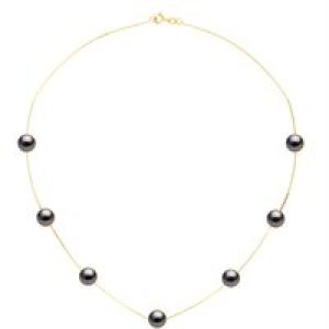 Ateliers Saint Germain Womens Necklace Real 7 Cultured Tahiti Pearls PASSING THROUGH Round 7-8 mm – Yellow Gold – One Size