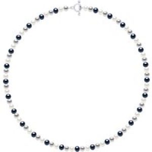 Ateliers Saint Germain Womens Necklace of Real Cultured Freshwater Pearls and Round 6-7 mm – White/Grey Silver – One Size
