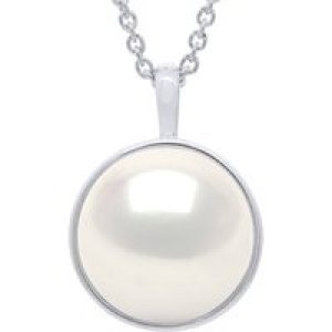 Ateliers Saint Germain Womens Necklace with Beaded Pendant Yellow Gold Surroundings Sleek – Real Cultured Freshwater Pearl Button 10-11 mm – White – One Size
