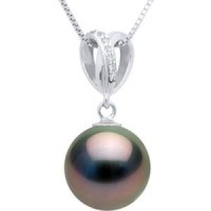 Ateliers Saint Germain Womens Pendant Double Knot White Gold – Real Cultured Tahiti Pearl Round 10-11 mm – One Size