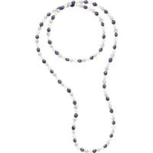 Ateliers Saint Germain Womens Long Necklace OPERA of Real Cultured Freshwater Pearls Baroque 8-9 mm – White/Grey – One Size
