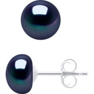 Ateliers Saint Germain Womens Earrings of Silver 925 and Real Cultured Freshwater Pearls Button 7-8 mm – One Size