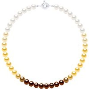 Ateliers Saint Germain Womens Necklace of Real Cultured Freshwater Pearls and Round 8-9 mm – Multicolour Silver – One Size