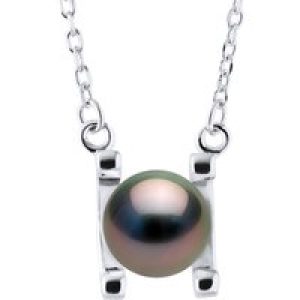 Ateliers Saint Germain Womens Necklace Real Cultured Tahiti Pearl Round 8-9 mm – Black Silver – One Size