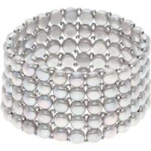 Ateliers Saint Germain Womens Bracelet 5 Rows of Real Freshwater Pearls – 4 mm – Grey Silver – One Size