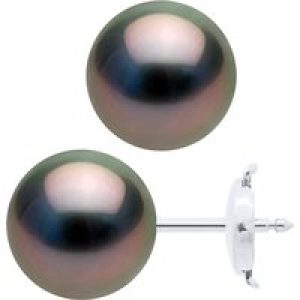 Ateliers Saint Germain Womens Earrings – White Gold 375 – Real Cultured Tahiti Pearls Round 9-10 mm – Silver – One Size