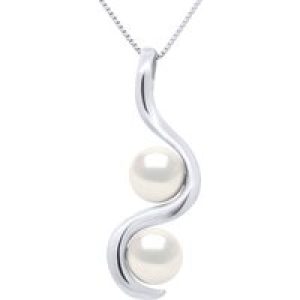 Ateliers Saint Germain Womens Pendant You & Me – 2 Real Cultured Freshwater Pearls Round 7-8 mm – White White Gold – One Size