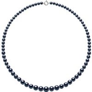 Ateliers Saint Germain Womens Necklace Row Princess falling – Real Cultured Freshwater Pearls Round from 12 to 6 mm – Black White Gold – One Size