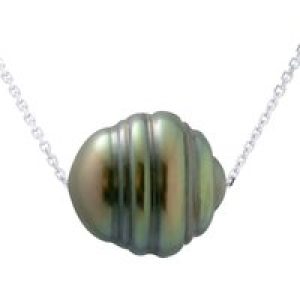 Ateliers Saint Germain Womens Necklace Real Cultured Tahiti Pearl PASSING THROUGH Circled 10-11 mm – White White Gold – One Size