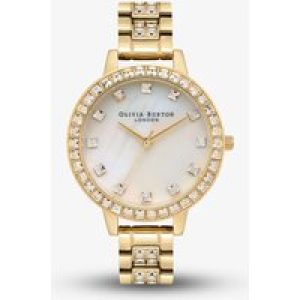Olivia Burton Ladies Treasure White & Gold Bracelet Watch OB16MOP33
