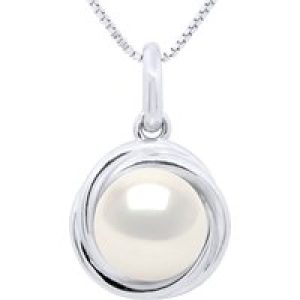 Ateliers Saint Germain Womens Pendant Double Knot White Gold – Real Cultured Freshwater Pearl Round 10-11 mm – One Size