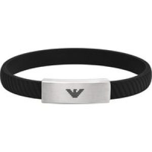 Emporio Armani Crucial Stainless Metal & Black Silicone Mens Emblem Bracelet EGS2996040