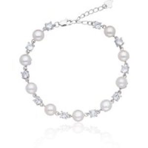 Silver Freshwater Pearl and Cubic Zirconia Bracelet