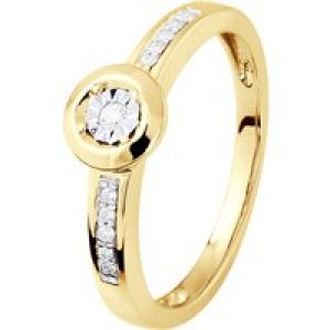 Diadema Womens Diamond Solitaire supported 0,070 Cts Illusion 1 Ct Yellow Gold – White – Size L 1/2
