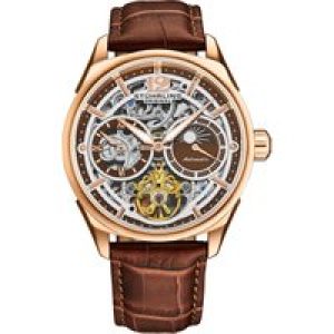 Stührling Mens Vanguard 1019 Dual Time Automatic Skeleton – Rose – One Size