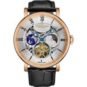 Stührling Mens Dual Time Automatic Majestic Skeleton – Rose – One Size
