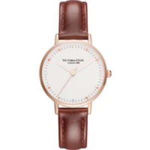 Victoria Hyde London Womens Watch Metropolitan Crystal Leather, brown Stainless Steel – One Size