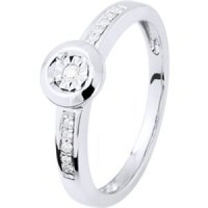 Diadema Womens Diamond Solitaire supported 0,070 Cts Illusion 1 Ct white gold – Size O 1/2