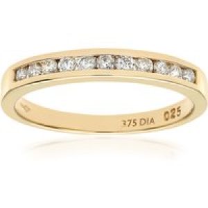 Diamant L’Eternel Womens 9ct Yellow Gold Diamond Channel Set Eternity Ladies Ring – Size V