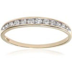 Diamant L’Eternel Womens 9ct Yellow Gold Quarter Carat Diamond Channel Set Half Eternity Ring – Size M