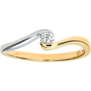 Diamant L’Eternel Womens 9ct Yellow/White Gold Diamond Single Stone Twist Ladies Ring – Size H