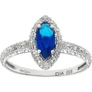 Diamant L’Eternel Womens 9ct White Gold Created Sapphire And Diamond Marquise Cluster Ring – Size K