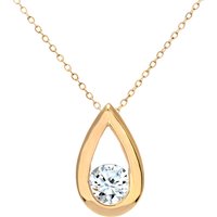 Diamant L'Eternel Womens 9ct Yellow Gold Half Carat Diamond Tear Drop Pendant and 18" Chain - One Size - Image 2