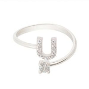 Latelita Womens Initial Ring Silver U – White Sterling Silver – One Size