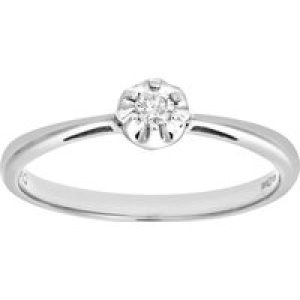 Diamant L’Eternel Womens Ladies 9ct White Gold Illusion set Diamond Solitare Ring – Size Q (Rings)