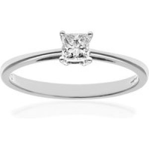 Diamant L’Eternel Womens 18ct White Gold 1/4 Carat Certified J/I Princess Cut Diamond Engagement Ring – Size N