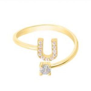 Latelita Womens Initial Ring Gold U – Yellow Sterling Silver – One Size