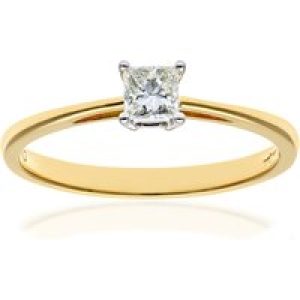 Diamant L’Eternel Womens 18ct Yellow Gold 1/4 Carat Certified J/I Princess Cut Diamond Engagement Ring – Size N