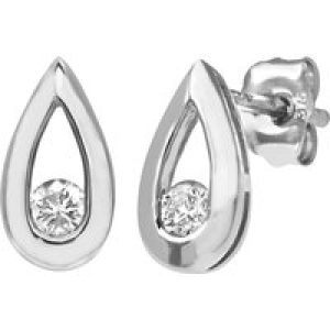 Diamant L’Eternel Womens 9ct White Gold 0.15ct Diamond Tear Drop Earrings – One Size
