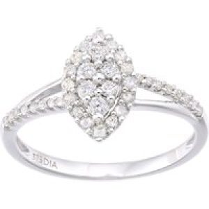Diamant L’Eternel Womens 9ct White Gold Marquise Shape Cluster 0.36ct Diamond Ring – Size Q