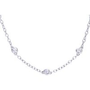 Diamant L’Eternel Womens 9ct White Gold 0.33ct 7-Stone Diamond Necklace of 42cm – One Size