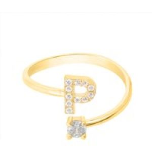 Latelita Womens Initial Ring Gold P – Yellow Sterling Silver – One Size